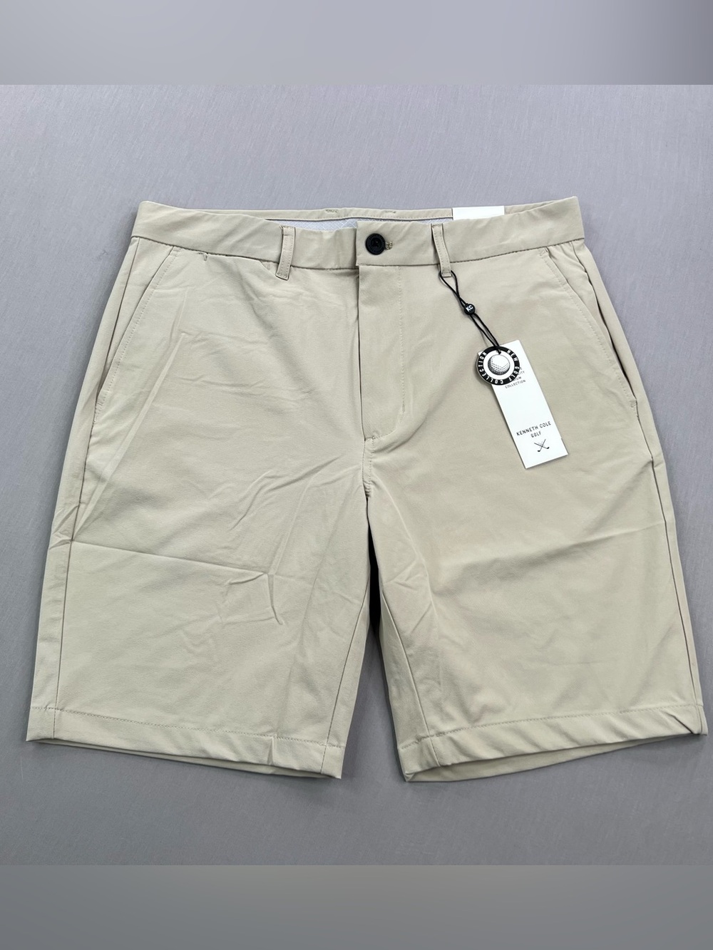 KENNETH COLE MENS KHAKI 9” TECH GOLF SHORTS